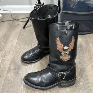 HARLEY-DAVIDSON Flying Eagle Harness Black Leather Engineer Moto Boot Size 8.5EE